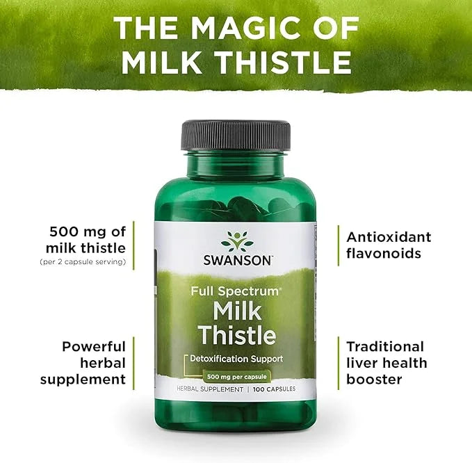 Swanson Milk Thistle (100 Capsules, 500mg Each) 3 Pack
