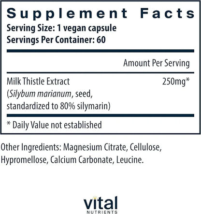 Vital Nutrients Milk Thistle Extract 250mg 60 Capsules