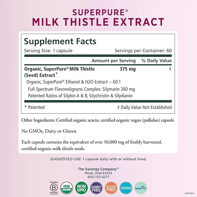 PURE SYNERGY SuperPure Milk Thistle Extract (60 Capsules)