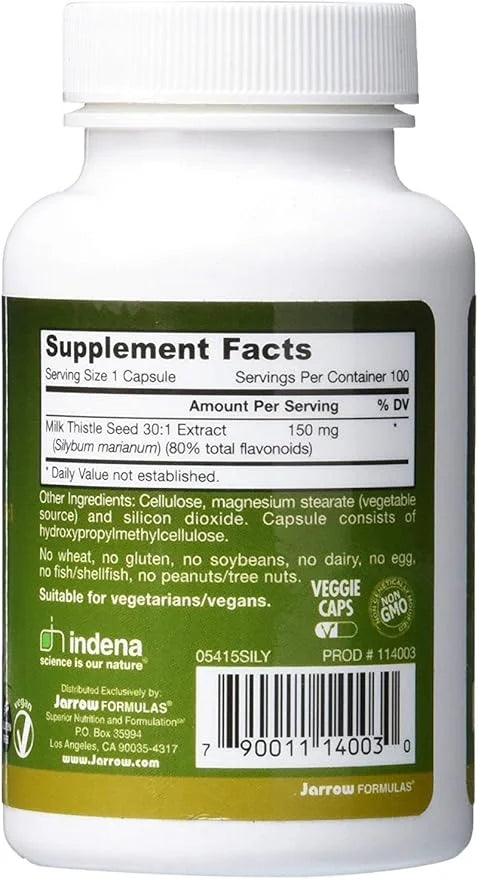 Jarrow Formulas Milk Thistle 150 mg 30:1 Standardized 100 Veggie 33-100 Day