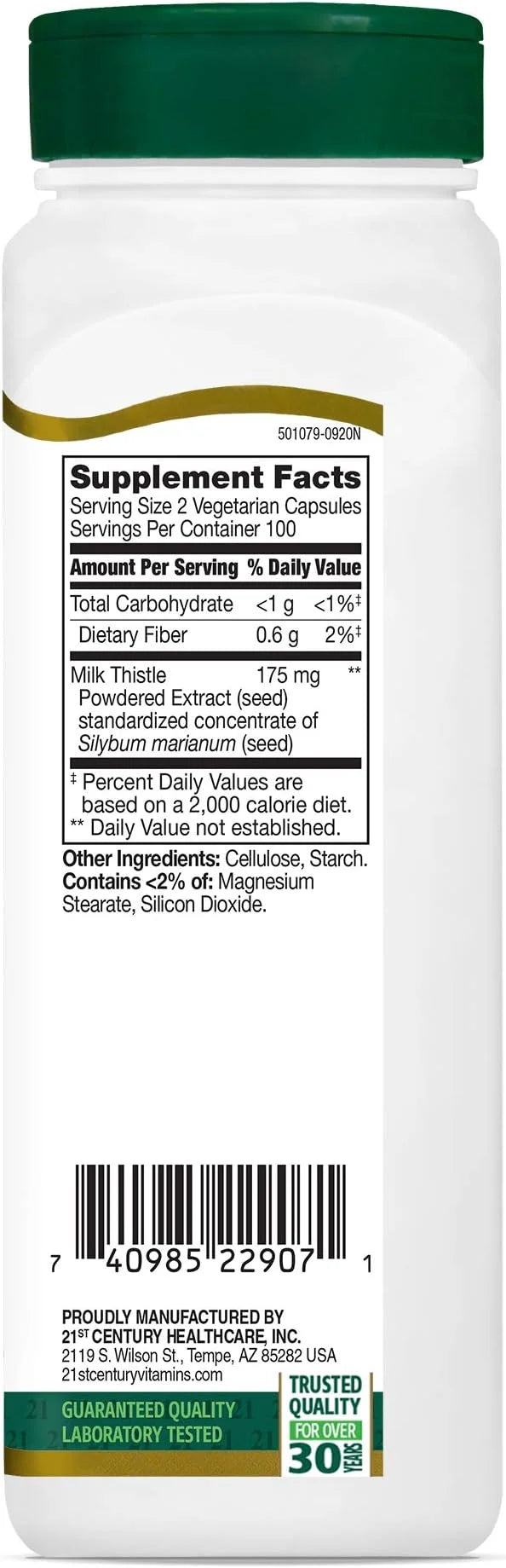 21st Century Milk Thistle Extract Veg 200 Count
