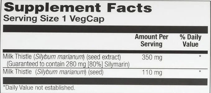 SOLARAY Milk Thistle Seed Extract 350 80% Silymarin, 60 Day 30 Servings, 30 VegCaps