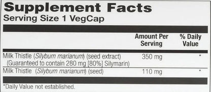 SOLARAY Milk Thistle Seed Extract 350 80% Silymarin, 60 Day 30 Servings, 30 VegCaps