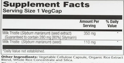 SOLARAY Milk Thistle Seed Extract 350 80% Silymarin, 60 Day 30 Servings, 30 VegCaps