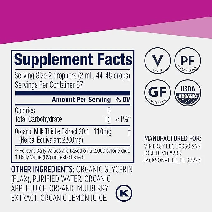 Vimergy USDA Organic Milk Thistle Extract, 57 Servings (115 ml)
