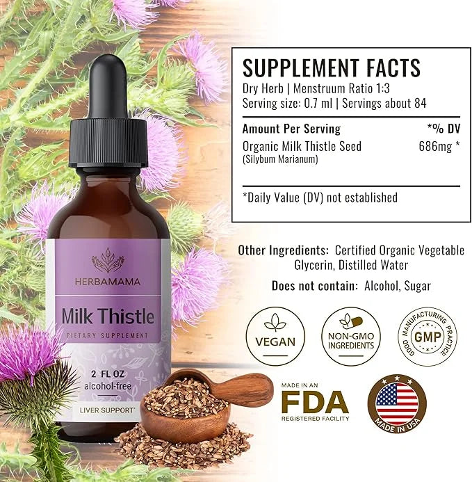 HERBAMAMA Milk Thistle Liquid Drops 2 fl