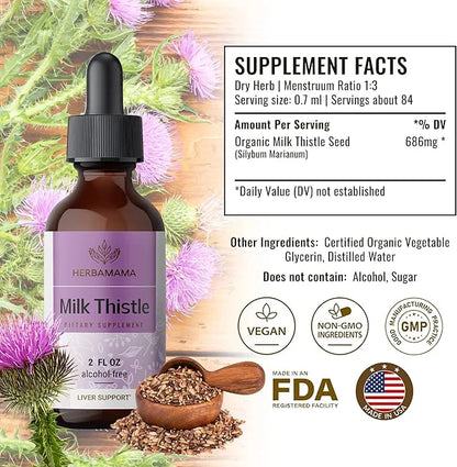 HERBAMAMA Milk Thistle Liquid Drops 2 fl
