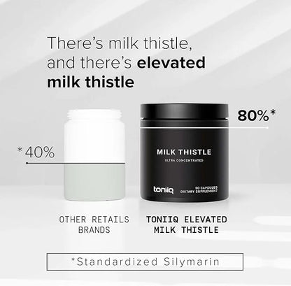 Toniiq 25,000mg 50x Concentrated Milk Thistle Extract 500mg Per 80% Silymarin 90 Vegetarian