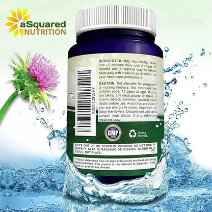 aSquared Nutrition Milk Thistle Supplement 1000mg-200 4X Concentrated 4:1 Milk 1000 mg