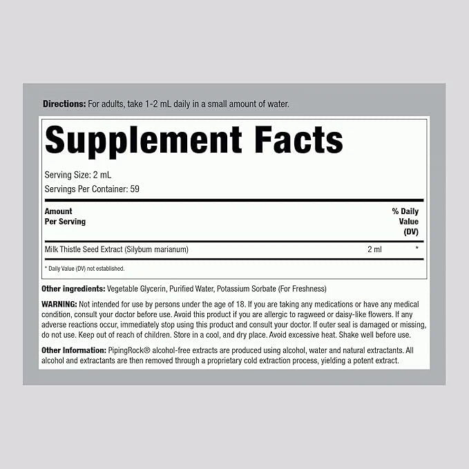 Piping Rock Milk Thistle Seed Extract 4 fl