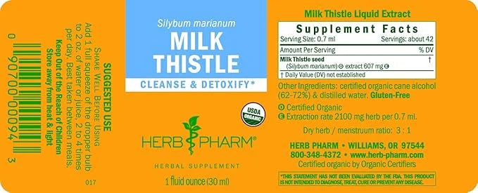 Herb Pharm Milk Thistle Seed Liquid 1 Ounce