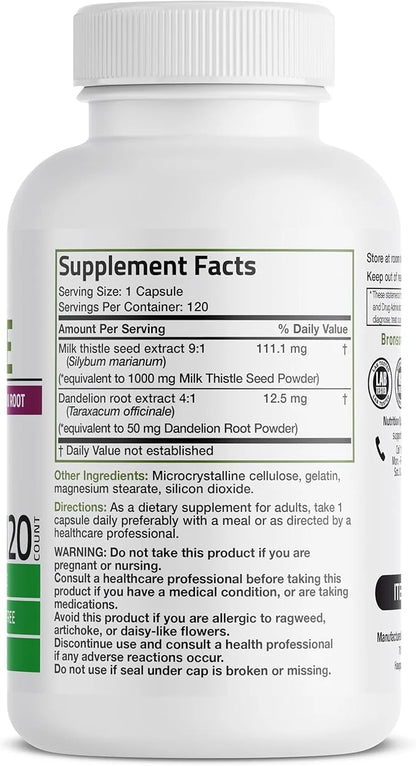 Bronson Milk Thistle Silymarin Marianum & 120 Capsules