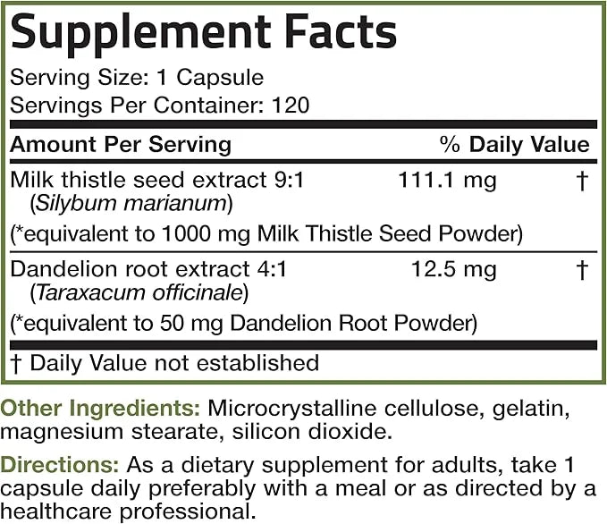 Bronson Milk Thistle Silymarin Marianum & 120 Capsules