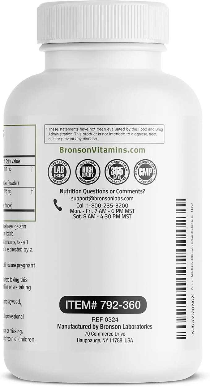 Bronson Milk Thistle Silymarin Marianum & 360 Capsules