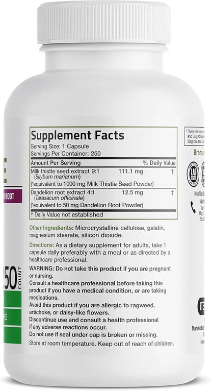 Bronson Milk Thistle Silymarin Marianum & 250 Capsules
