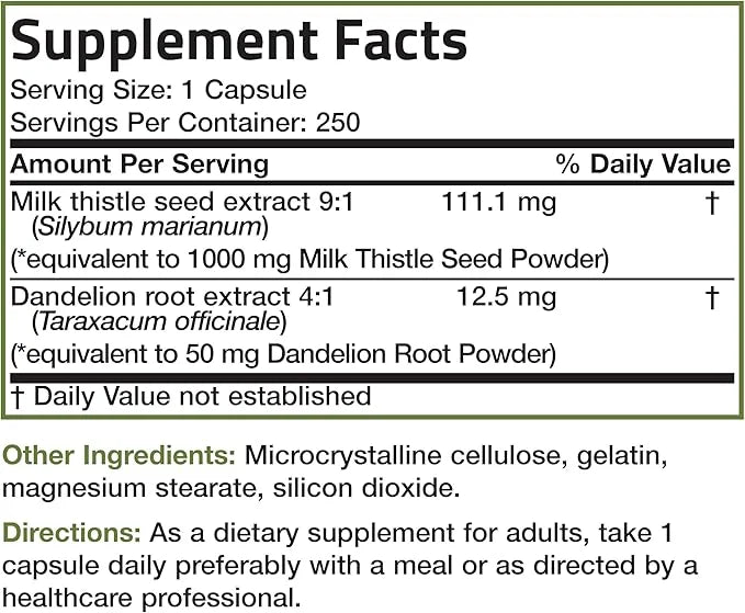 Bronson Milk Thistle Silymarin Marianum & 250 Capsules