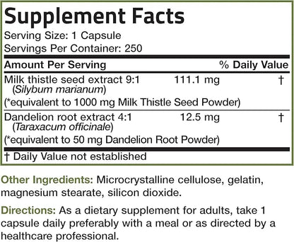 Bronson Milk Thistle Silymarin Marianum & 250 Capsules
