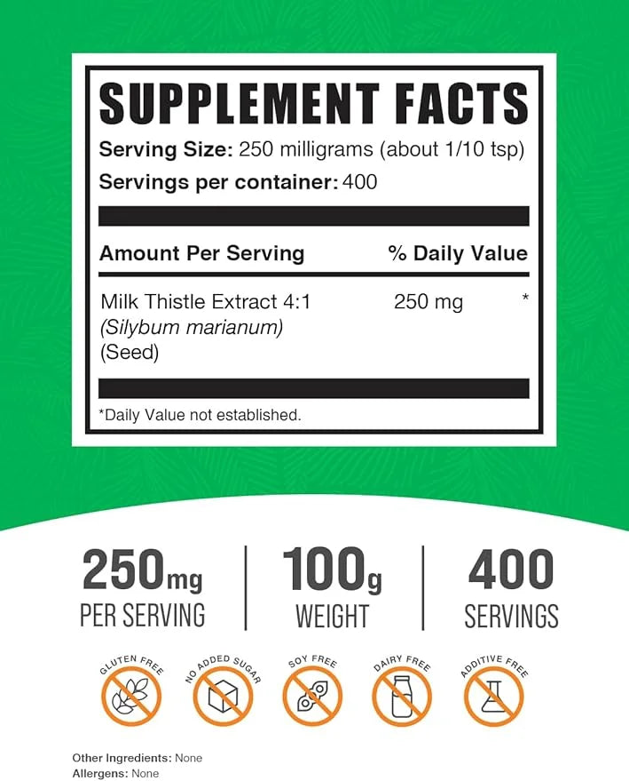 BulkSupplements.com Milk Thistle Extract Powder 250mg per 100g (3.5 (3.5 oz) 1)