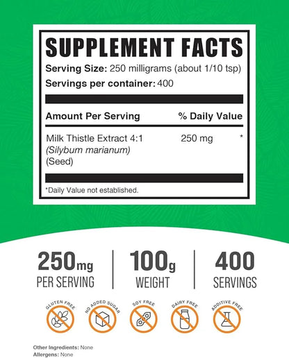 BulkSupplements.com Milk Thistle Extract Powder 250mg per 100g (3.5 (3.5 oz) 1)