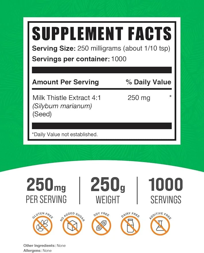 BulkSupplements.com Milk Thistle Extract Powder 250mg per 250g (8.8 (8.8 oz) 1)