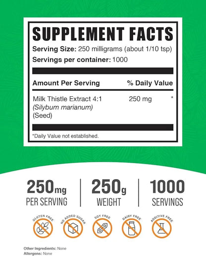BulkSupplements.com Milk Thistle Extract Powder 250mg per 250g (8.8 (8.8 oz) 1)
