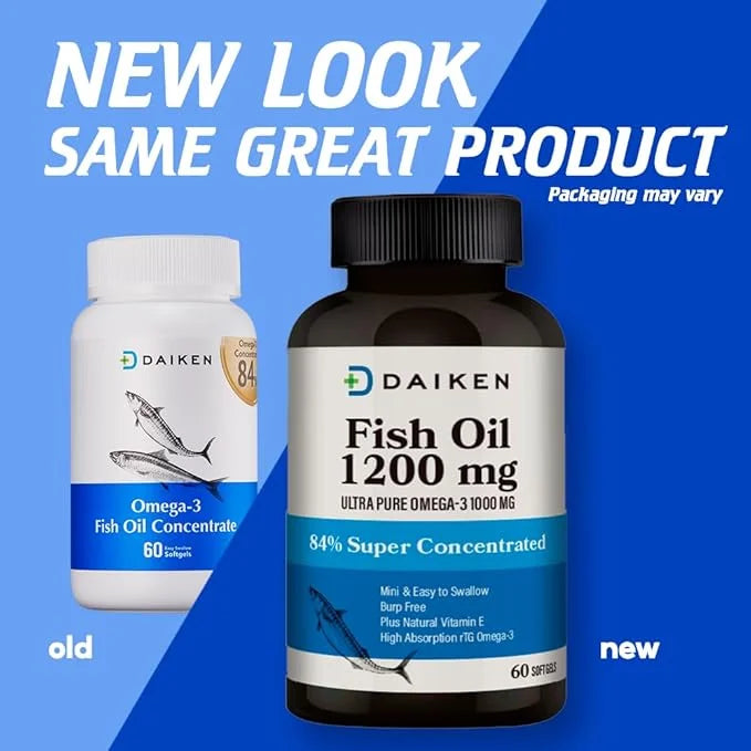 DAIKEN rTG Omega 3 1000mg, High 1200 mg, 60 Small