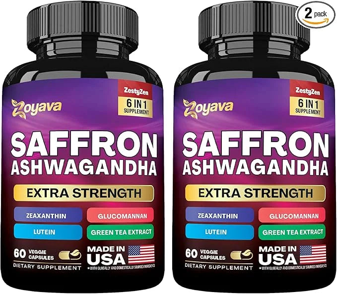Zoyava Saffron Supplements 1000mg Glucomannan 1000mg 1000mg Green 1000mg Lutein 4 Month