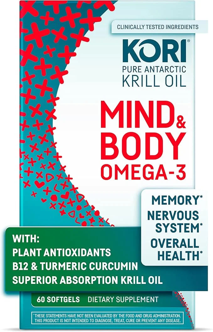 Kori Krill Kori Mind & Body Omega-3 Oil 3, Brain B12, Tumeric 80 Softgels