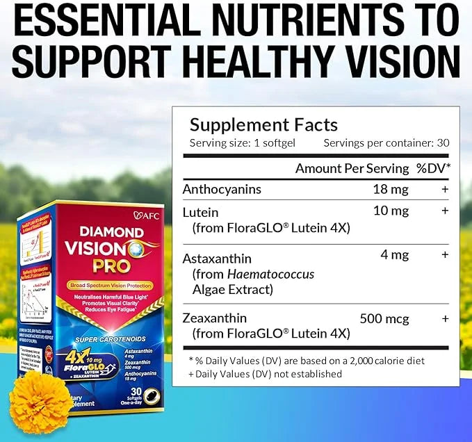 AFC Japan Diamond Vision PRO 4X 4X, Zeaxanthin, 30 Counts
