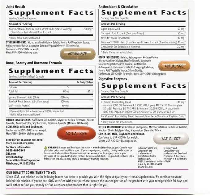 GNC Women's Whole Body Vitapak 7 Step Omega-3, Calcium 30 Count