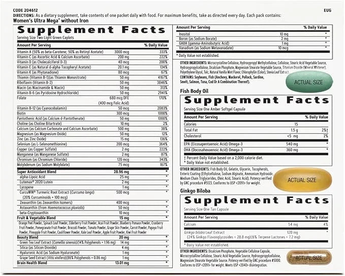 GNC Women's Whole Body Vitapak 7 Step Omega-3, Calcium 30 Count