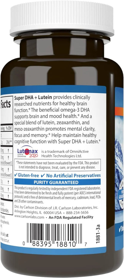 Carlson - Super DHA Plus Lutein, 1000 mg 20 mg 60 Softgels
