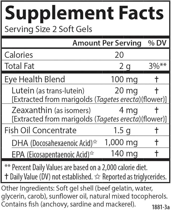 Carlson - Super DHA Plus Lutein, 1000 mg 20 mg 60 Softgels