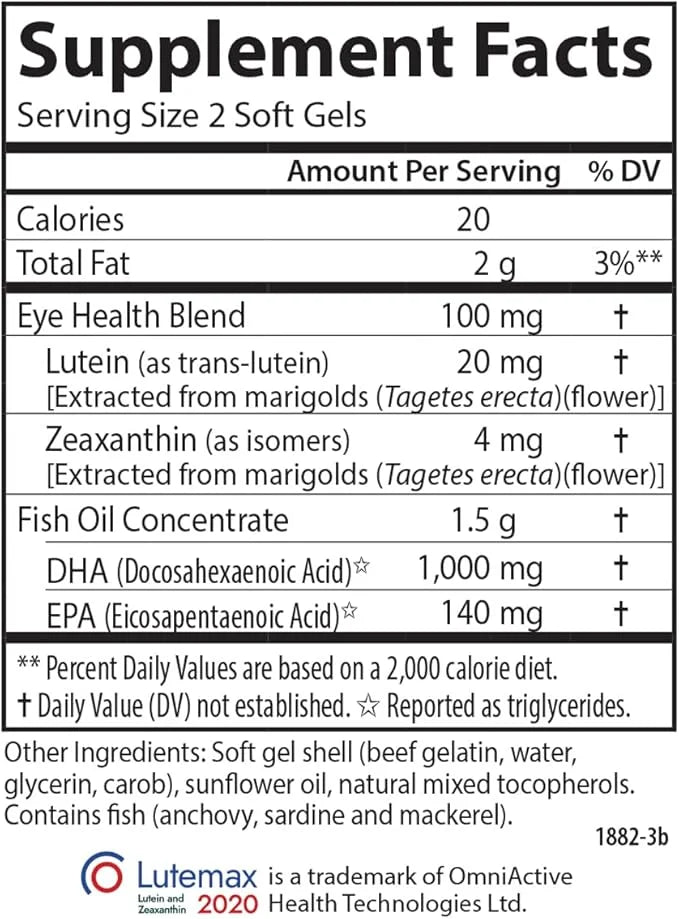 Carlson - Super DHA Plus Lutein, 1000 mg 20 mg 120 Softgels