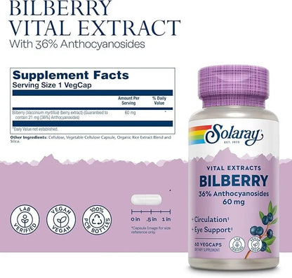 Solaray Bilberry Berry Extract 60 mg 60 VegCaps