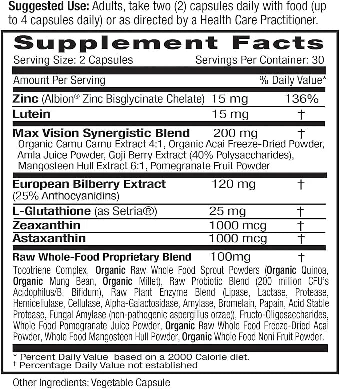 EMERALD LABS Vision Health 60 Vegetable (30-Day Supply)