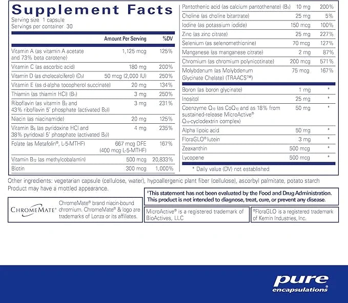 Pure Encapsulations O.N.E. Multivitamin CoQ10, and 30 Capsules
