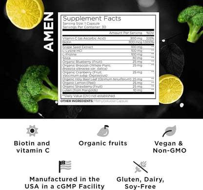Amen Plant-Based Vegan Collagen Builder Supplement 30 Capsules