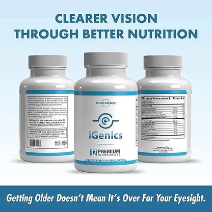 iGenics Premium Eye Vitamins with AREDs 2+ Formula 12 Natural, (1 Bottle)