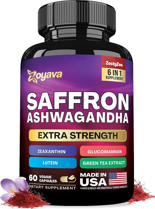Zoyava Saffron Supplements 1000mg Glucomannan 1000mg 1000mg Green 1000mg Lutein 2 Month