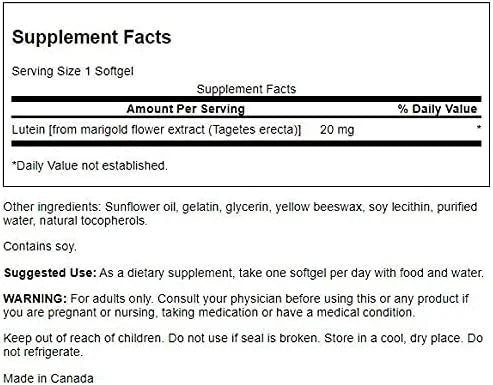 Swanson Lutein 20 Milligrams 120 Sgels