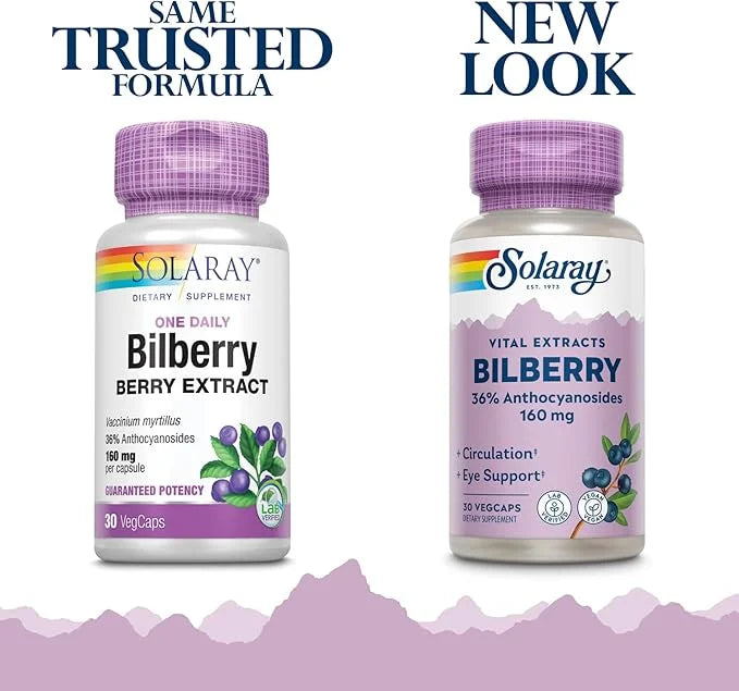 Solaray Bilberry Extract 160 mg, Eye 36% Anthocyanosides 30 VegCaps