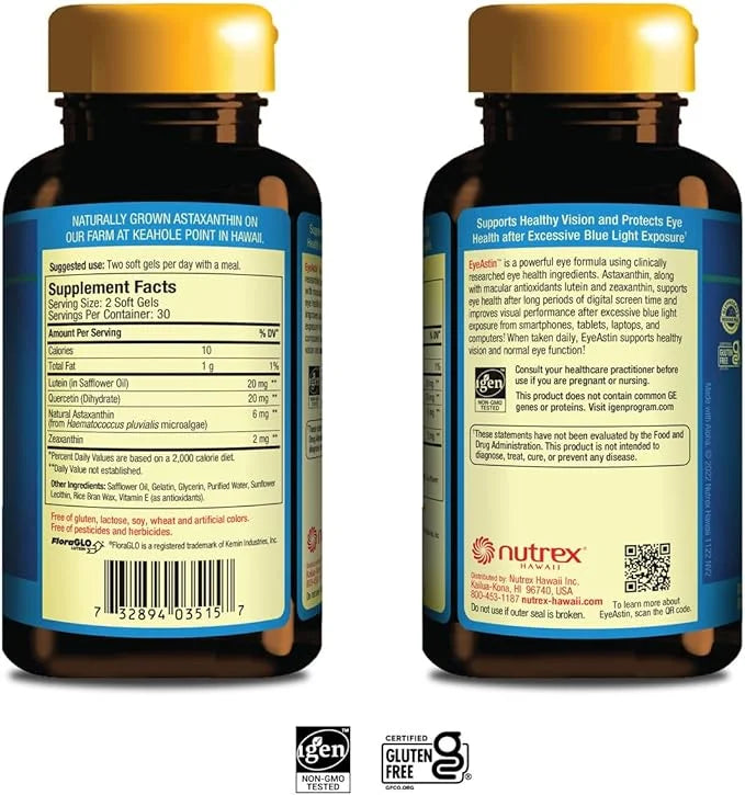 EyeAstin, BioAstin Hawaiian Astaxanthin with Lutein 60 Count