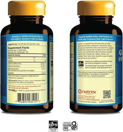 EyeAstin, BioAstin Hawaiian Astaxanthin with Lutein 60 Count