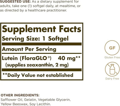 SOLGAR Lutein 40 mg 30 Softgels, 3 - 90 Total