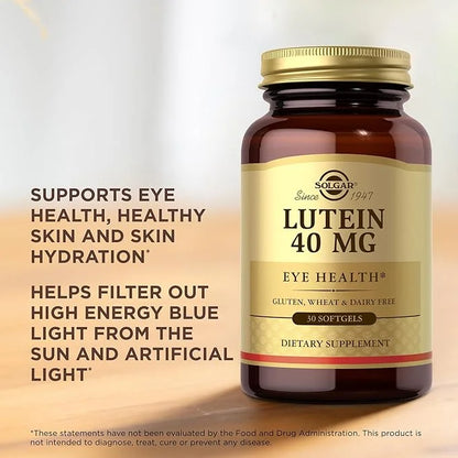 SOLGAR Lutein 40 mg 30 Softgels, 3 - 90 Total