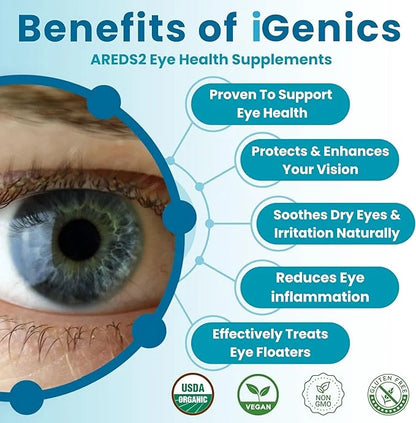iGenics Premium Eye Vitamins with AREDs 2+ Formula 12 Natural, (3)