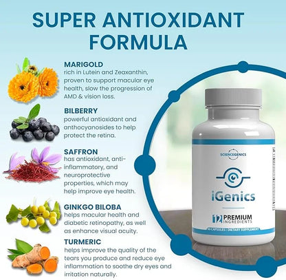 iGenics Premium Eye Vitamins with AREDs 2+ Formula 12 Natural, (3)