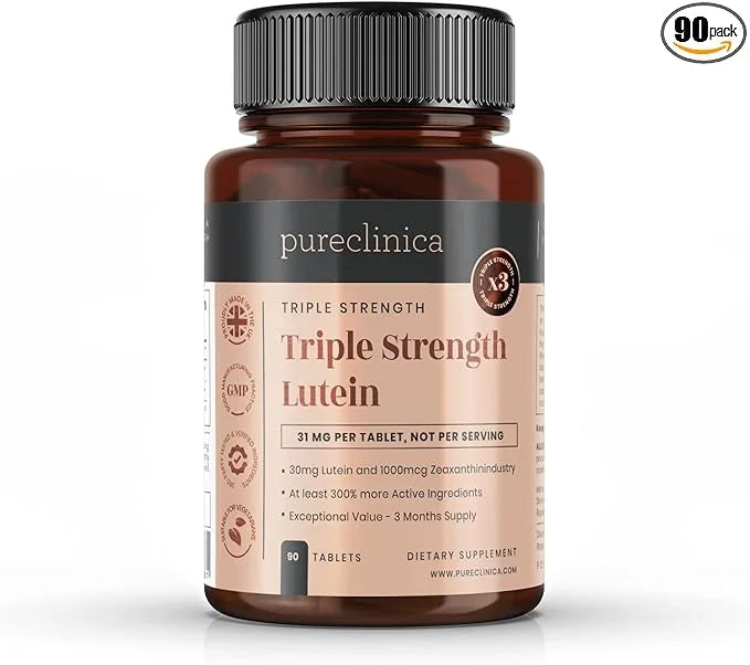 pureclinica Triple Strength Lutein 30mg x 90 tablets. 1000mcg Zeaxanthin 3 Months