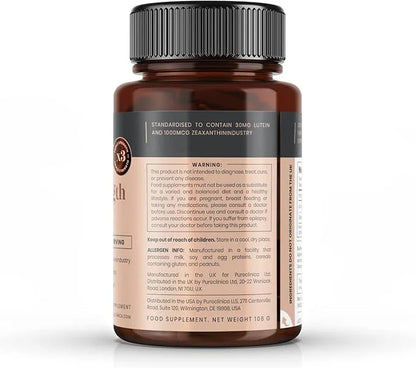pureclinica Triple Strength Lutein 30mg x 90 tablets. 1000mcg Zeaxanthin 3 Months